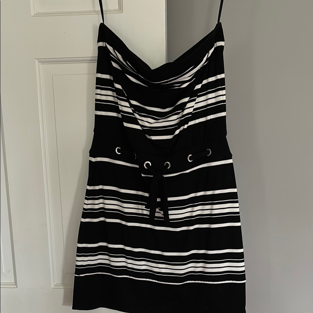White House Black Market Black - White Striped Dress XS strapless